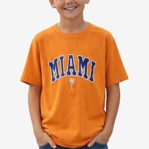 Shein Kids Miami Tee Youth 10-12 Orange Graphic Top